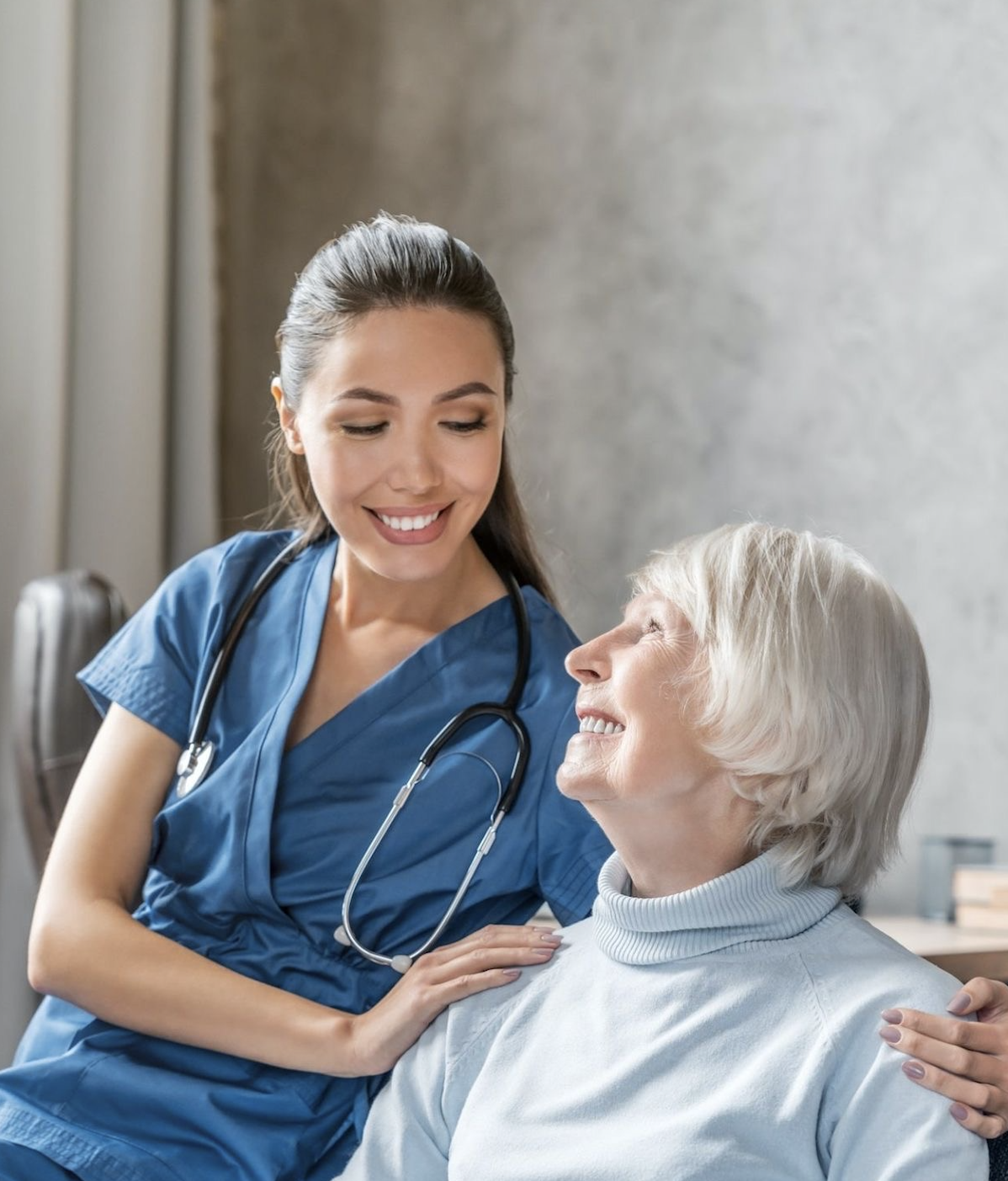 Professional healthcare worker offering home health care assistance